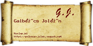 Galbács Jolán névjegykártya